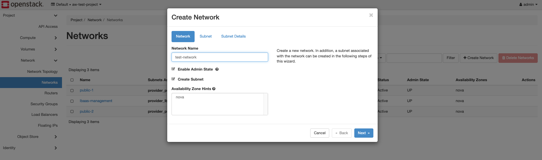 Openstack New Network